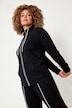 Sweatjacke, bequemer Fit, Piping, Stehkragen, Kängurutasche