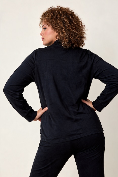 Sweatjacke, bequemer Fit, Piping, Stehkragen, Kängurutasche