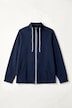 Sweatjacke, bequemer Fit, Piping, Stehkragen, Kängurutasche
