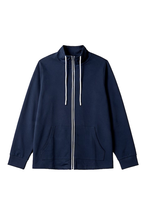 Sweatjacke, bequemer Fit, Piping, Stehkragen, Kängurutasche