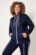Sweatjacke, bequemer Fit, Piping, Stehkragen, Kängurutasche