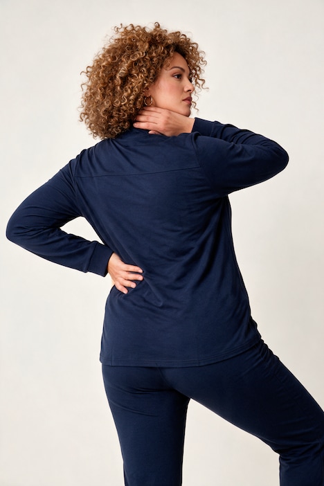 Sweatjacke, bequemer Fit, Piping, Stehkragen, Kängurutasche