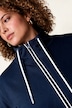 Sweatjacke, bequemer Fit, Piping, Stehkragen, Kängurutasche