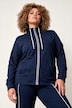 Sweatjacke, bequemer Fit, Piping, Stehkragen, Kängurutasche
