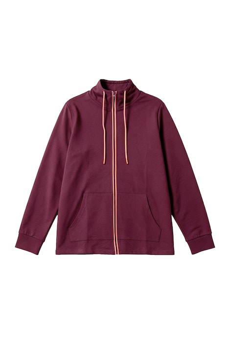 Sweatjacke, bequemer Fit, Piping, Stehkragen, Kängurutasche