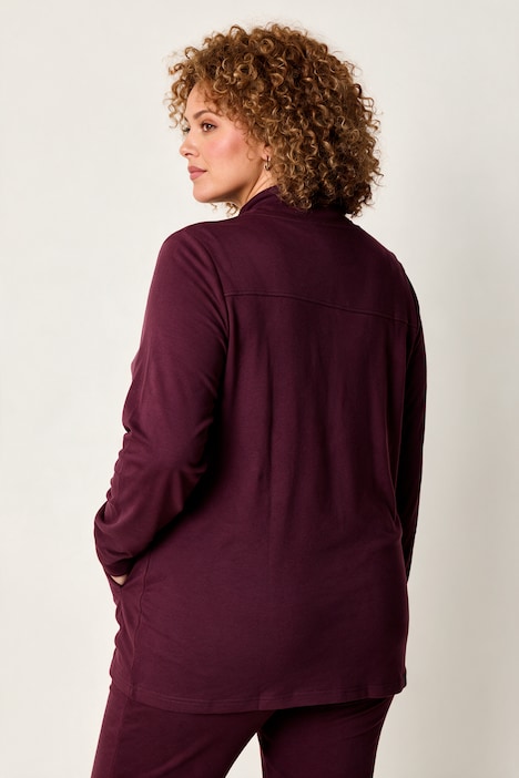 Veste en molleton avec passepoil, coupe confortable, col montant et poche kangourou