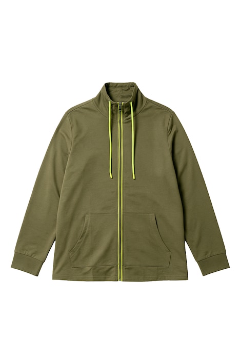 Sweatjacke, bequemer Fit, Piping, Stehkragen, Kängurutasche