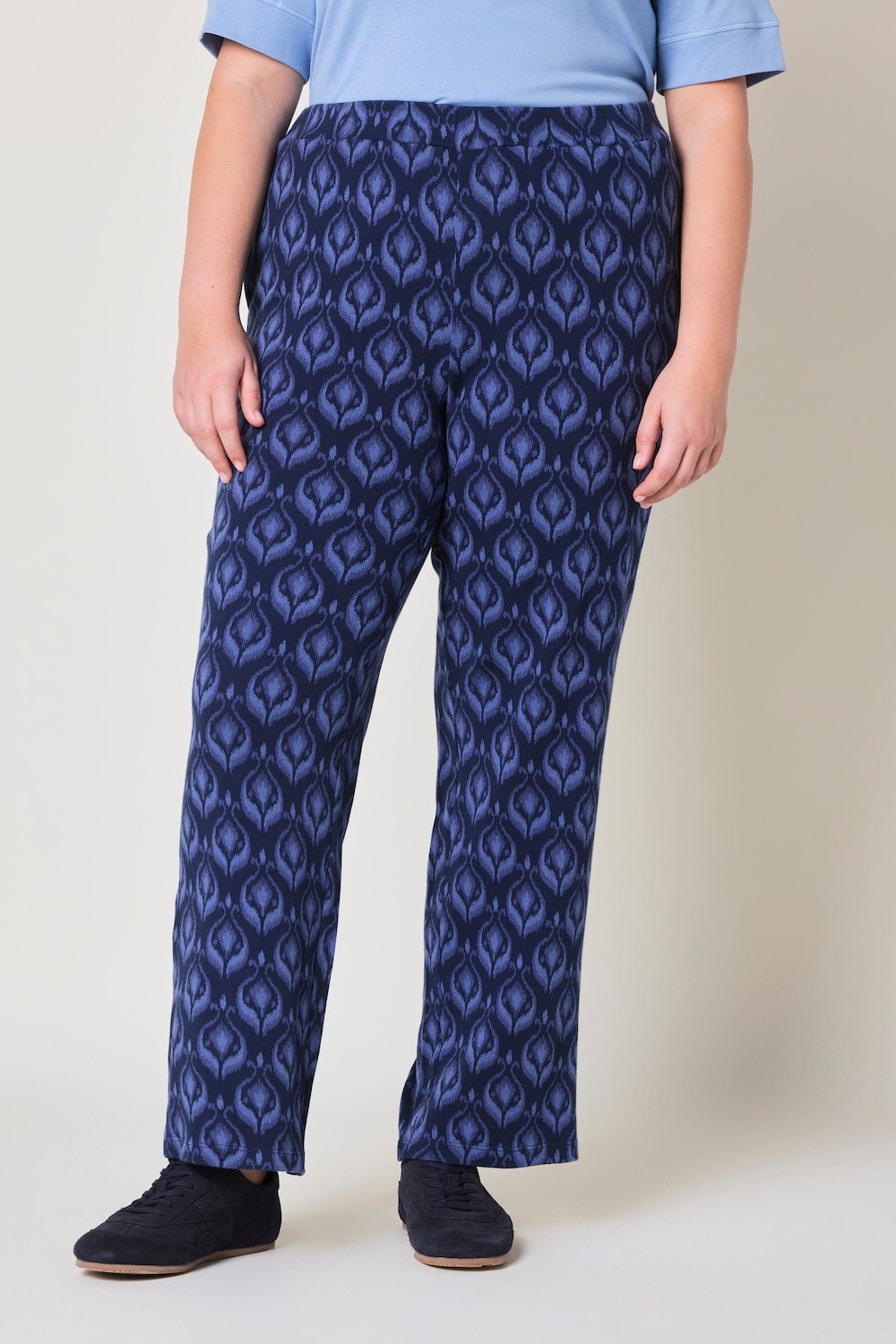Schlupfhose Rose, gerades Bein, Minimalmuster, Elastikbund, Biobaumwolle