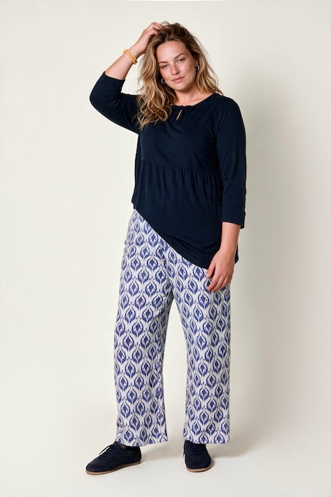 Schlupfhose Rose, gerades Bein, Minimalmuster, Elastikbund, Biobaumwolle