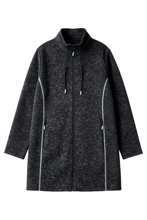 Strickfleece-Jacke, A-Linie, farbige Details, Langarm