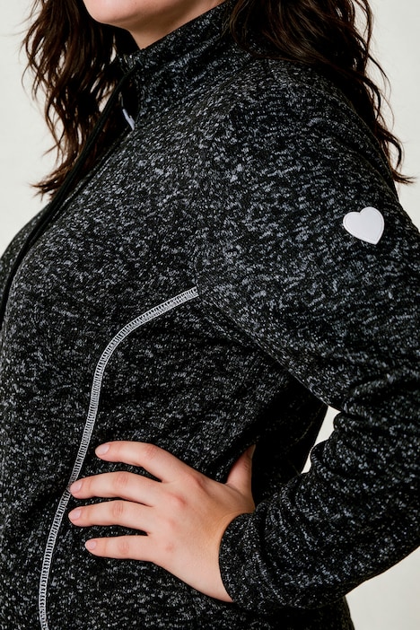 Strickfleece-Jacke, A-Linie, farbige Details, Langarm