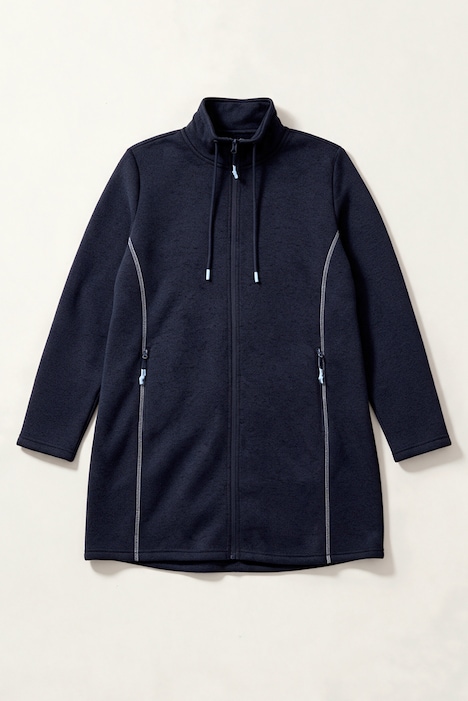 Strickfleece-Jacke, A-Linie, farbige Details, Langarm