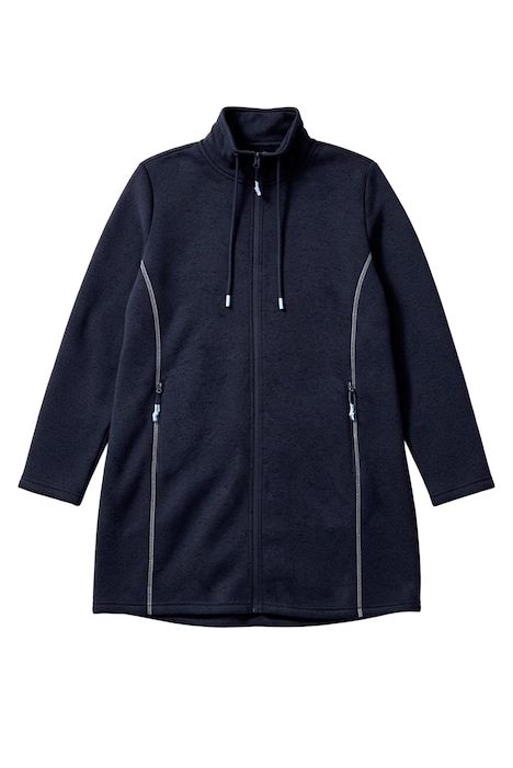 Strickfleece-Jacke, A-Linie, farbige Details, Langarm