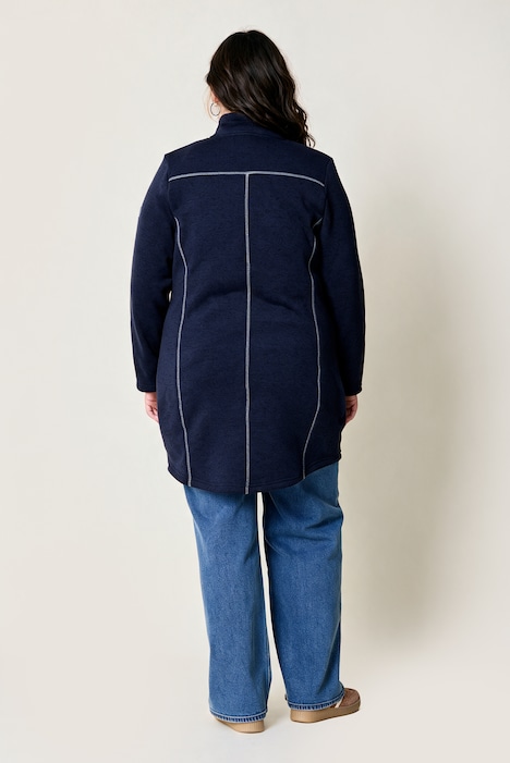 Strickfleece-Jacke, A-Linie, farbige Details, Langarm