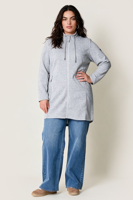 Strickfleece-Jacke, A-Linie, farbige Details, Langarm