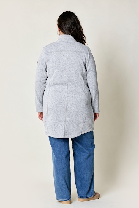 Strickfleece-Jacke, A-Linie, farbige Details, Langarm