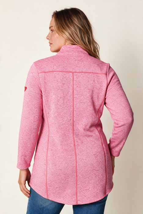 Strickfleece-Jacke, A-Linie, farbige Details, Langarm
