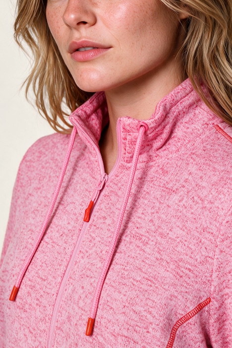 Strickfleece-Jacke, A-Linie, farbige Details, Langarm