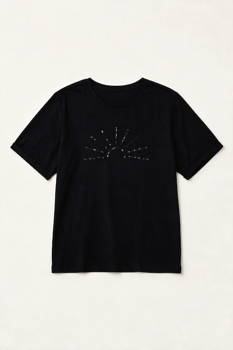 Shirt, Relaxed Fit, Zierperlen-Stickerei, Halbarm