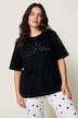 Shirt, Relaxed Fit, Zierperlen-Stickerei, Halbarm