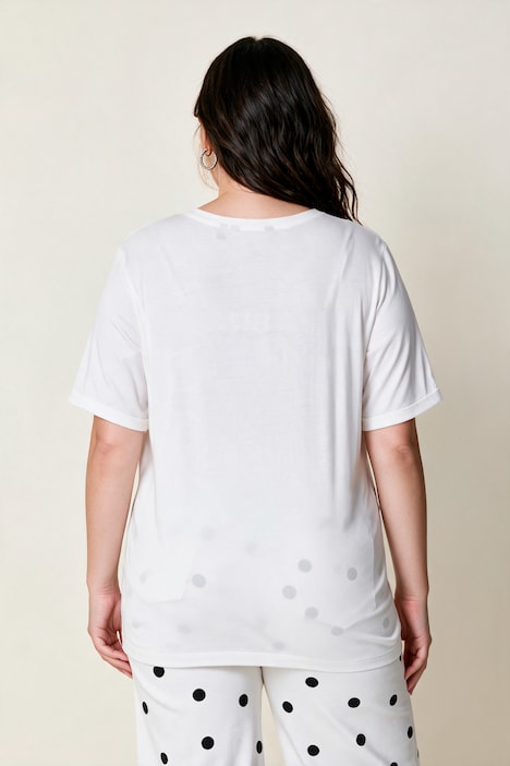 Shirt, Relaxed Fit, Zierperlen-Stickerei, Halbarm