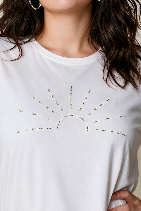 Shirt, Relaxed Fit, Zierperlen-Stickerei, Halbarm
