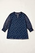 Bluse, oversized, Punkte, Henley-Ausschnitt, Körperfutter