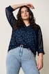 Bluse, oversized, Punkte, Henley-Ausschnitt, Körperfutter