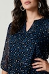 Bluse, oversized, Punkte, Henley-Ausschnitt, Körperfutter