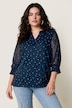 Bluse, oversized, Punkte, Henley-Ausschnitt, Körperfutter