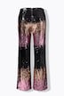 Pantaloni modello Mary con paillettes, taglio della gamba ampio, vita alta e cintura alta
