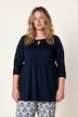 Longshirt, längere A-Linie, Quernaht, 3/4-Ärmel