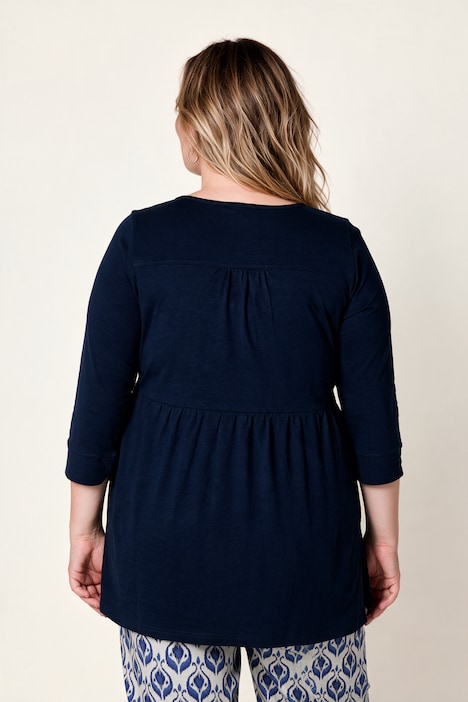 Longshirt, längere A-Linie, Quernaht, 3/4-Ärmel