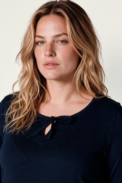Longshirt, längere A-Linie, Quernaht, 3/4-Ärmel