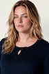 Longshirt, längere A-Linie, Quernaht, 3/4-Ärmel