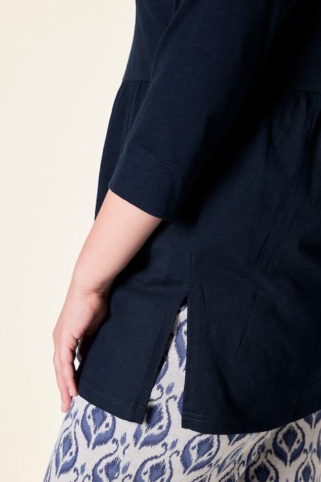 Longshirt, längere A-Linie, Quernaht, 3/4-Ärmel
