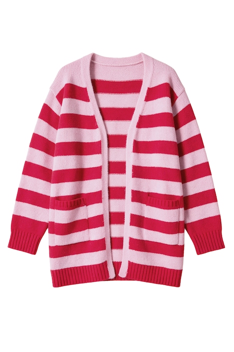 Strickjacke, Classic Fit, Blockstreifen, aufgesetzte Taschen