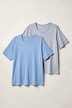 T-Shirts, 2er-Pack, Rippjersey, Rundhals, Halbarm, Biobaumwolle