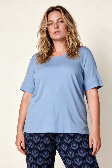 T-Shirts, 2er-Pack, Rippjersey, Rundhals, Halbarm, Biobaumwolle