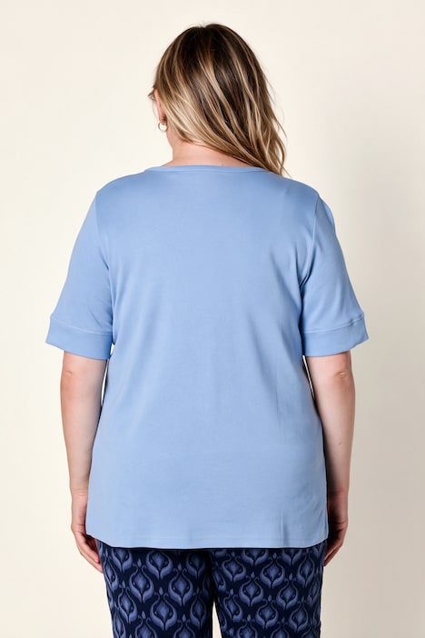 T-Shirts, 2er-Pack, Rippjersey, Rundhals, Halbarm, Biobaumwolle