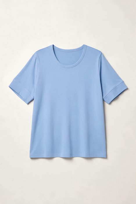 T-Shirts, 2er-Pack, Rippjersey, Rundhals, Halbarm, Biobaumwolle