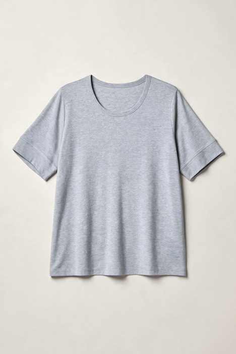 T-Shirts, 2er-Pack, Rippjersey, Rundhals, Halbarm, Biobaumwolle