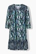 Kleid, A-Linie, gekräuselte Quernaht, 3/4-Ärmel