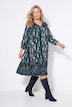 Kleid, A-Linie, gekräuselte Quernaht, 3/4-Ärmel