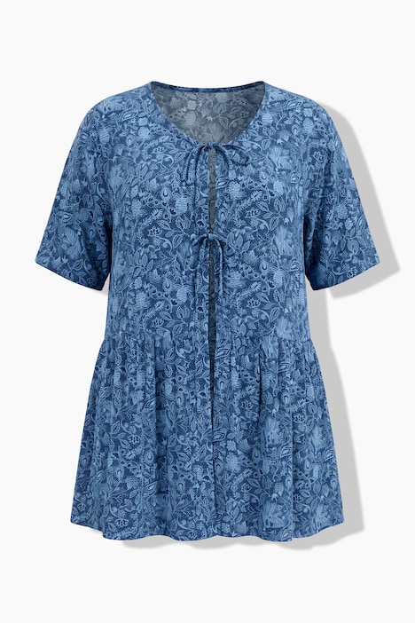 Bluse, A-Linie, Schleifen-Verschluss, Glocken-Halbarm