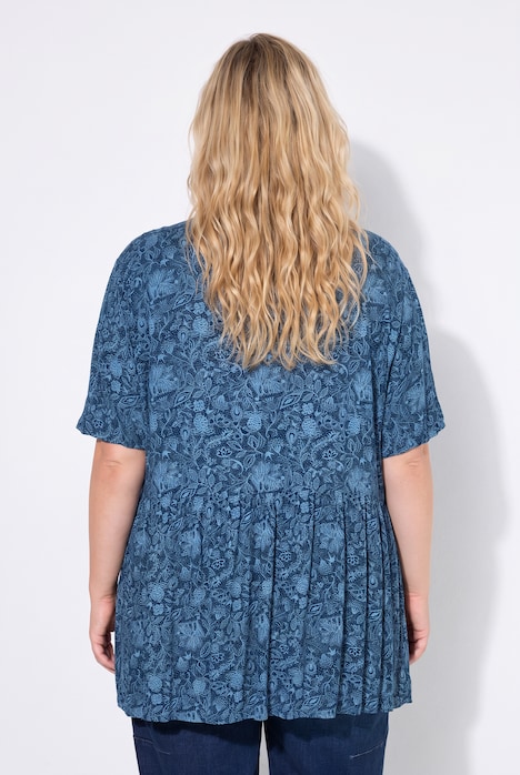 Bluse, A-Linie, Schleifen-Verschluss, Glocken-Halbarm