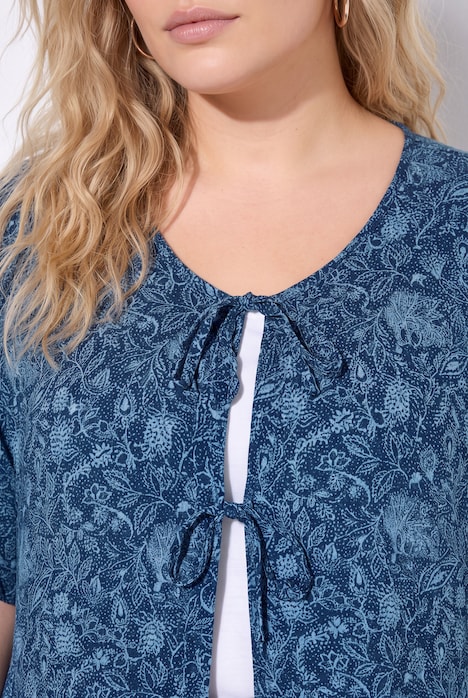 Bluse, A-Linie, Schleifen-Verschluss, Glocken-Halbarm