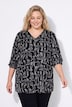 Bluse, A-Linie, Muster, V-Ausschnitt