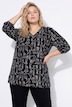 Bluse, A-Linie, Muster, V-Ausschnitt