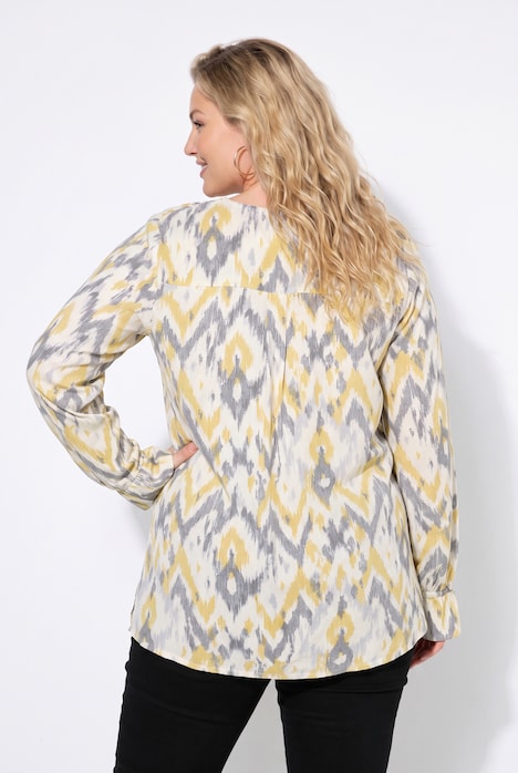 Bluse, A-Linie, Muster, Langarm mit Volant